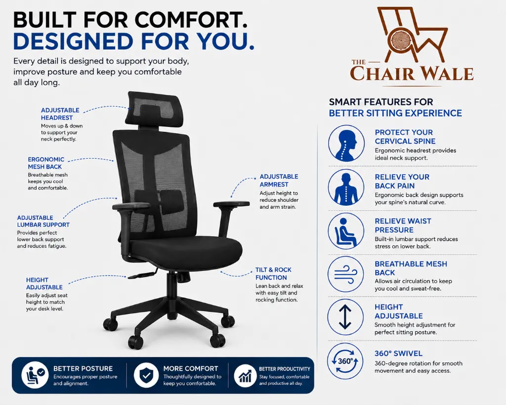 TCW Aeroflex . Perfect for a chair with a flexible mesh back (black)